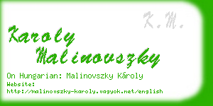 karoly malinovszky business card